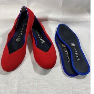 Rothys The Point Red Knit Pointed Toe Flat Shoes Womens Size 7.5